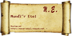 Munár Etel névjegykártya